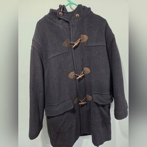 Vintage LL Bean Wool Duffle Coat Hooded Flannel Lined 90s USA Made Mens Large